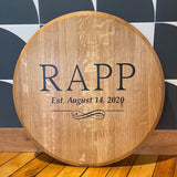 Personalized Engraved Barrelhead - Staving Artist Woodwork