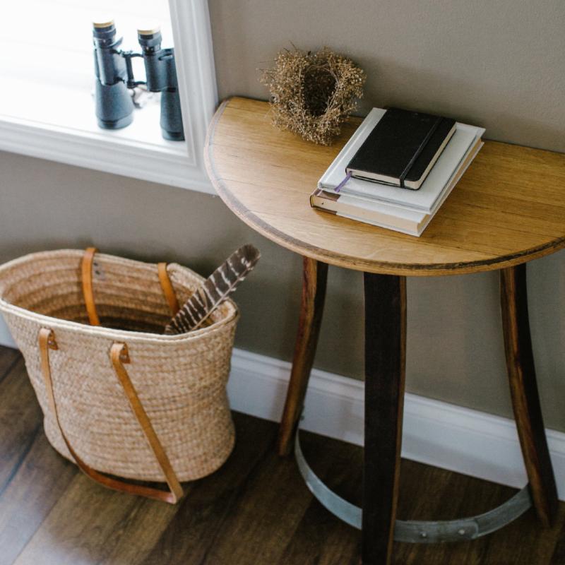 Half Moon Table | Wine Barrel Oak – Staving Artist Woodwork