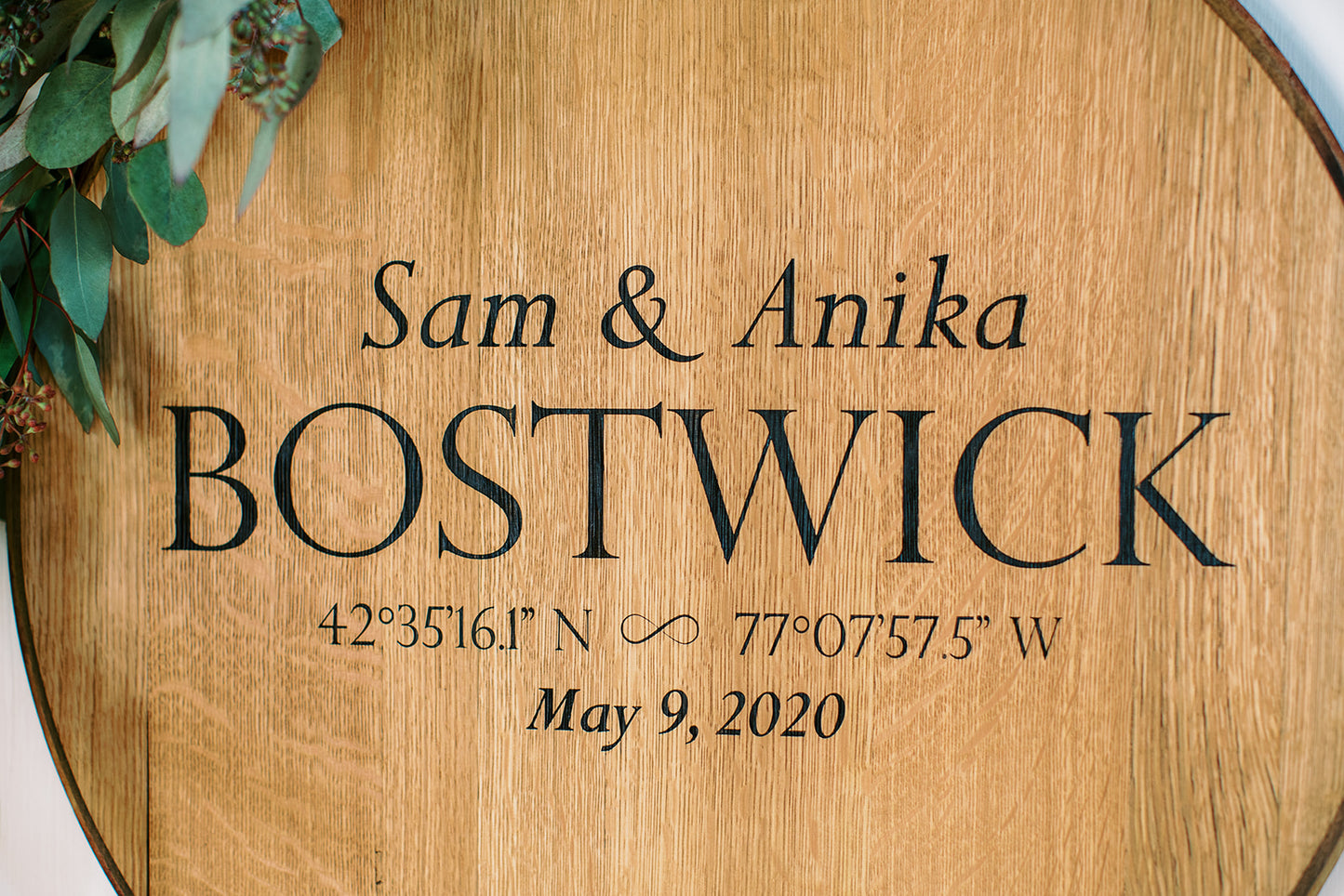 Personalized Engraved Barrelhead - Staving Artist Woodwork