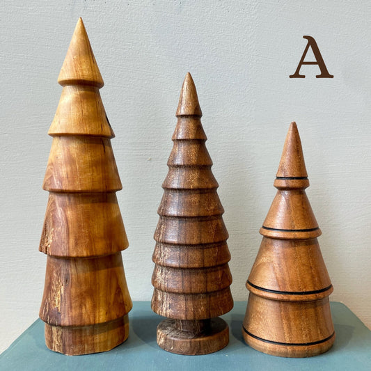 Hand Turned Wooden Tree Trio