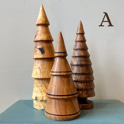 Hand Turned Wooden Tree Trio