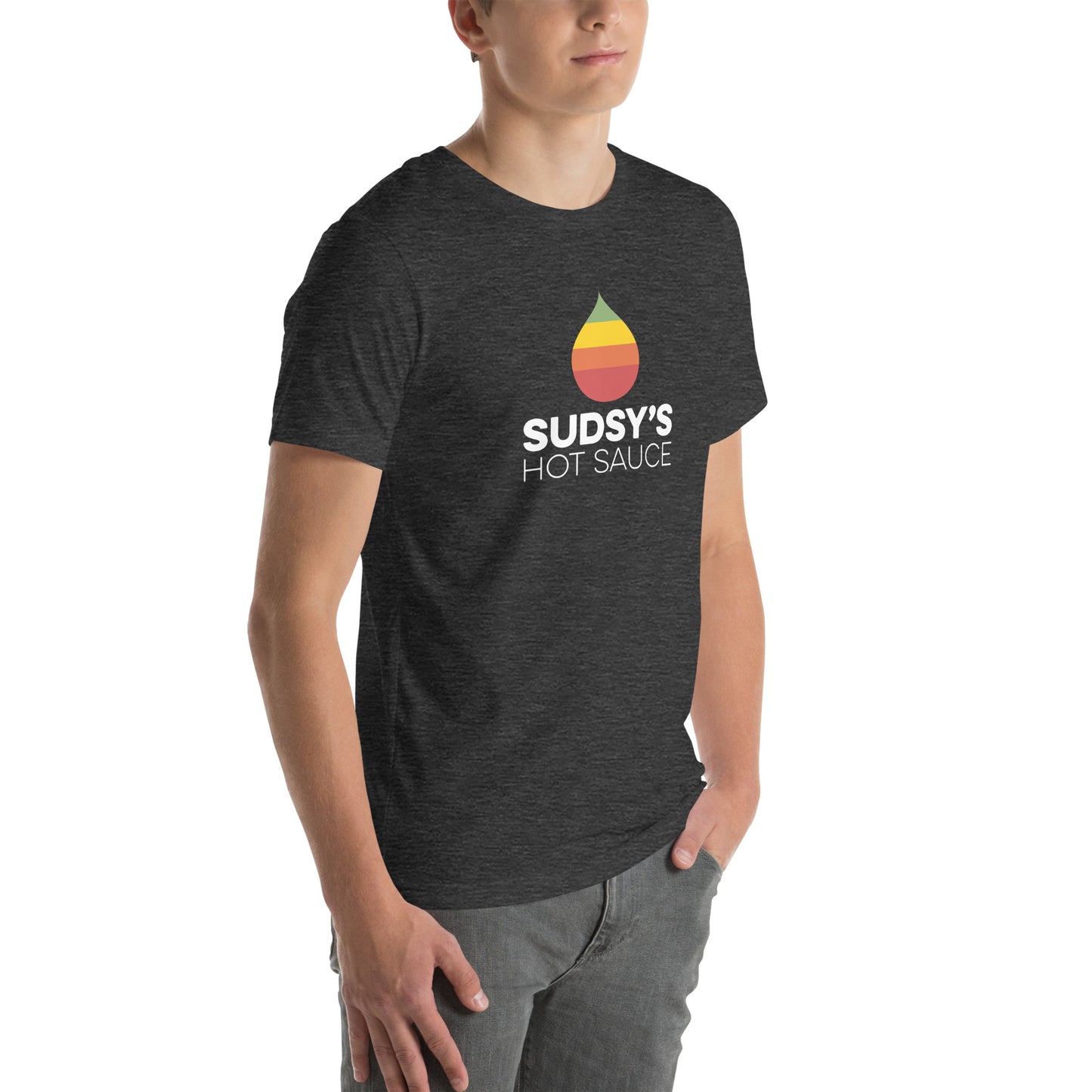 Sudsy's Hot Sauce Unisex t-shirt - Staving Artist Woodwork