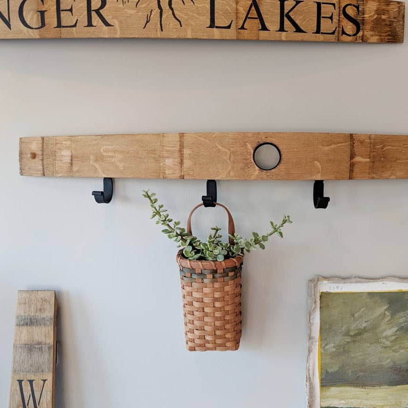 Personalized Towel Hanger Wall Hooks Made from Whiskey Barrel