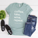 KEUKA LAKE T-Shirt ~ Coffee, Lake, Wine, Repeat - Staving Artist Woodwork