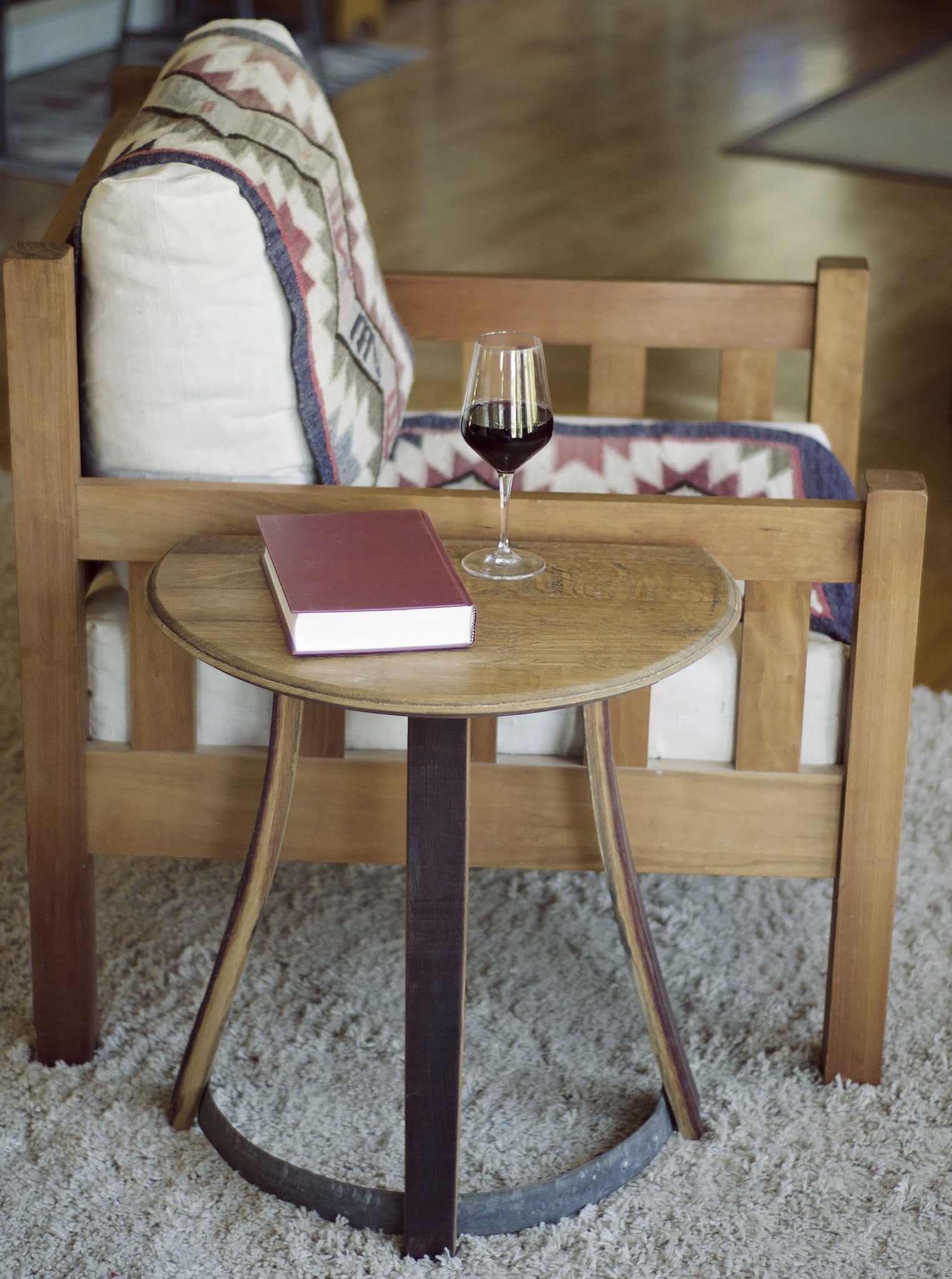 2/3 Barrel Head Demi Lune Table - Staving Artist Woodwork