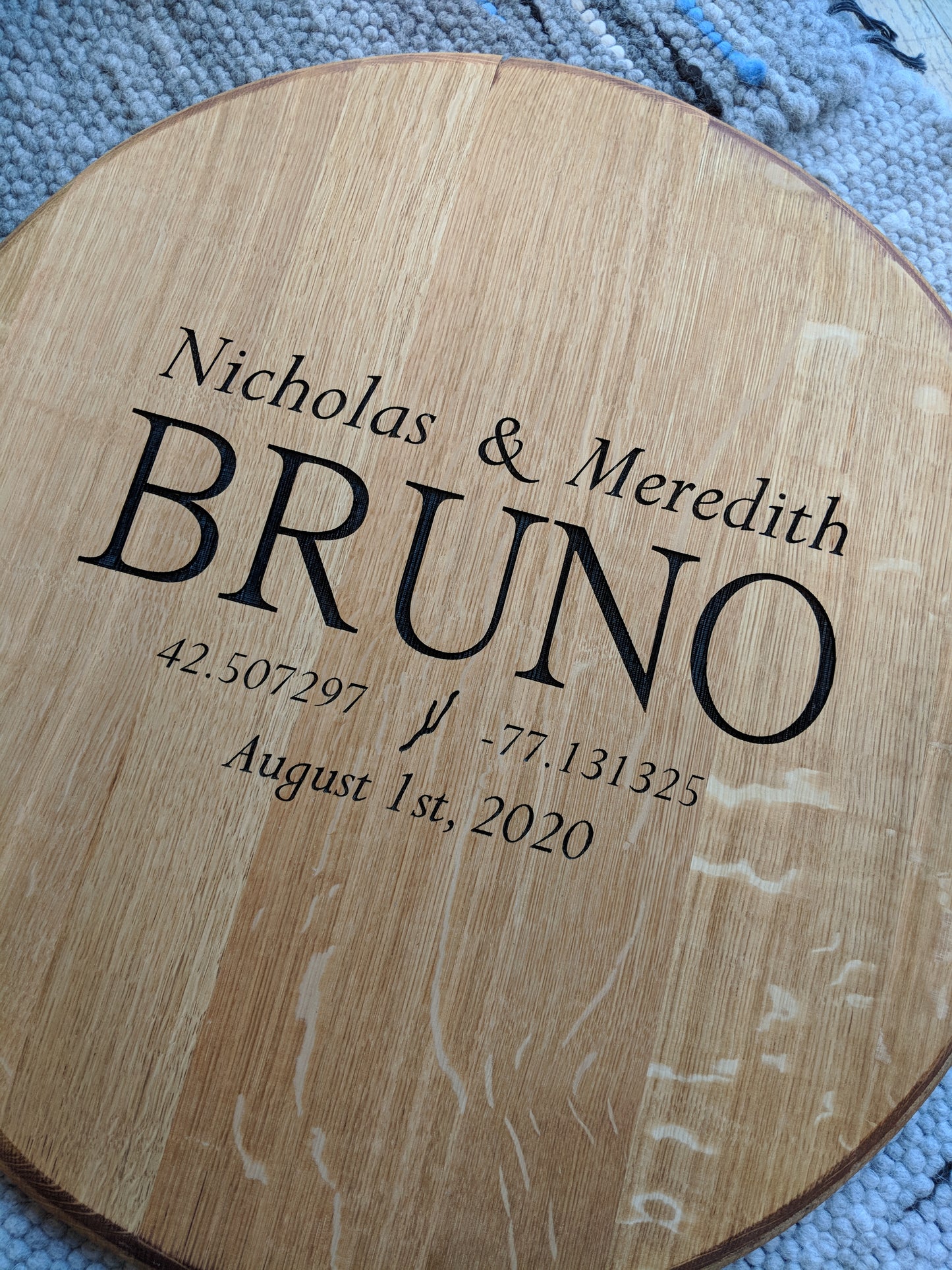 Personalized Engraved Barrelhead - Staving Artist Woodwork