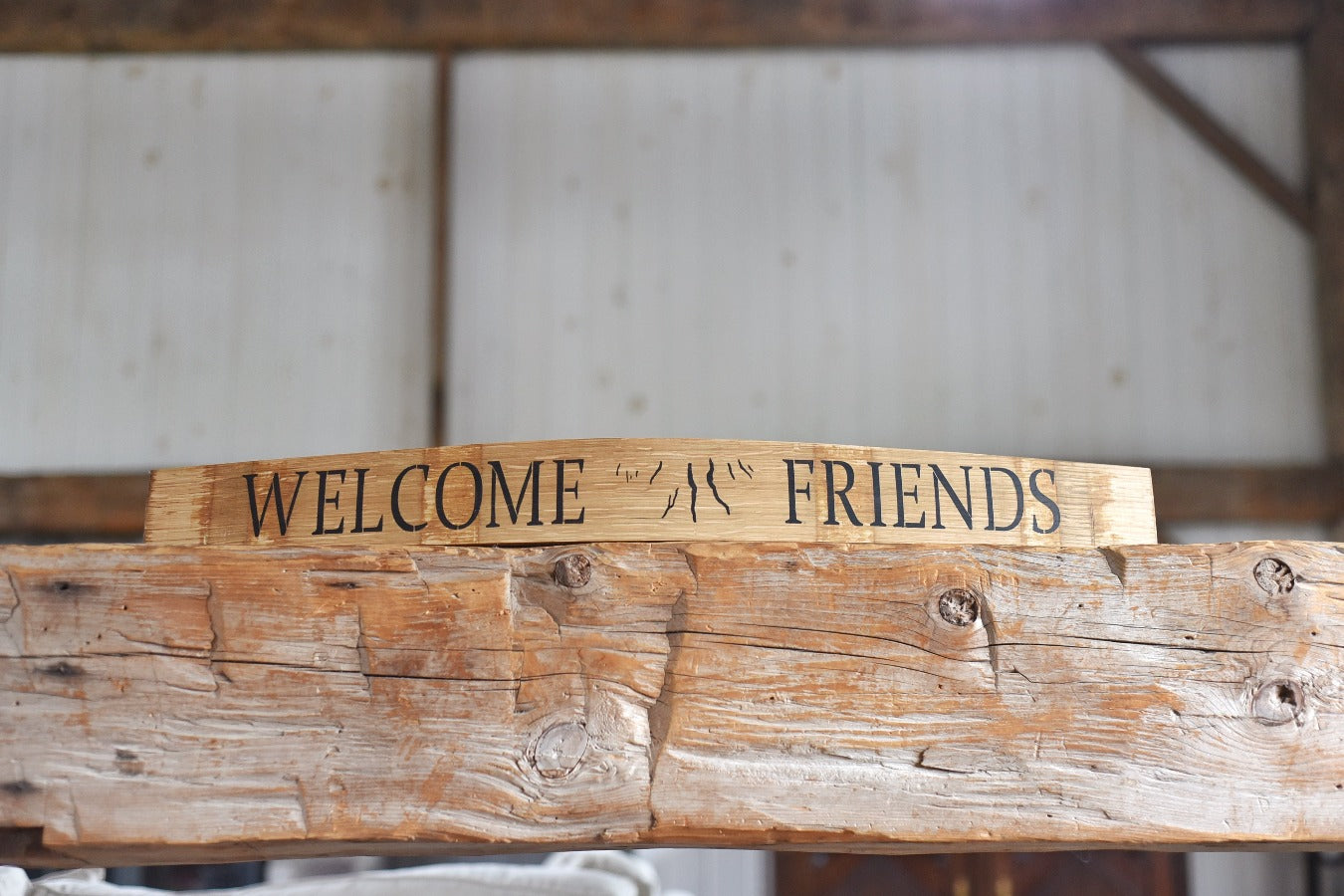 WELCOME FRIENDS Finger Lakes Wine Barrel Stave - Staving Artist Woodwork