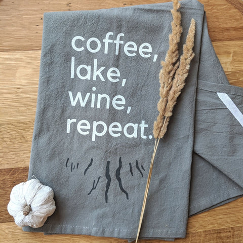 Tea towel  PilgrimWaters Leaves design 100% flour sack, an ideal