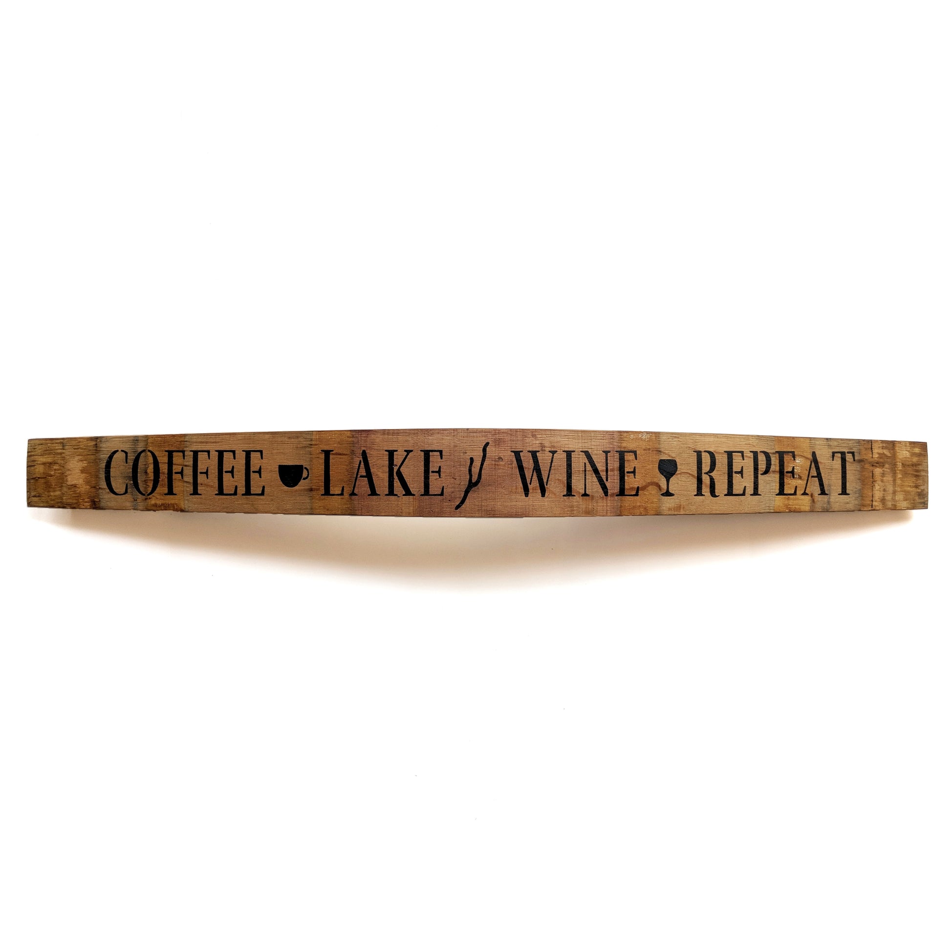 COFFEE, LAKE, WINE, REPEAT  Wine Barrel Stave - Staving Artist Woodwork