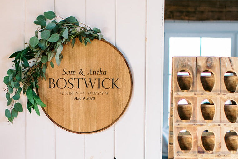 Personalized Engraved Barrelhead - Staving Artist Woodwork