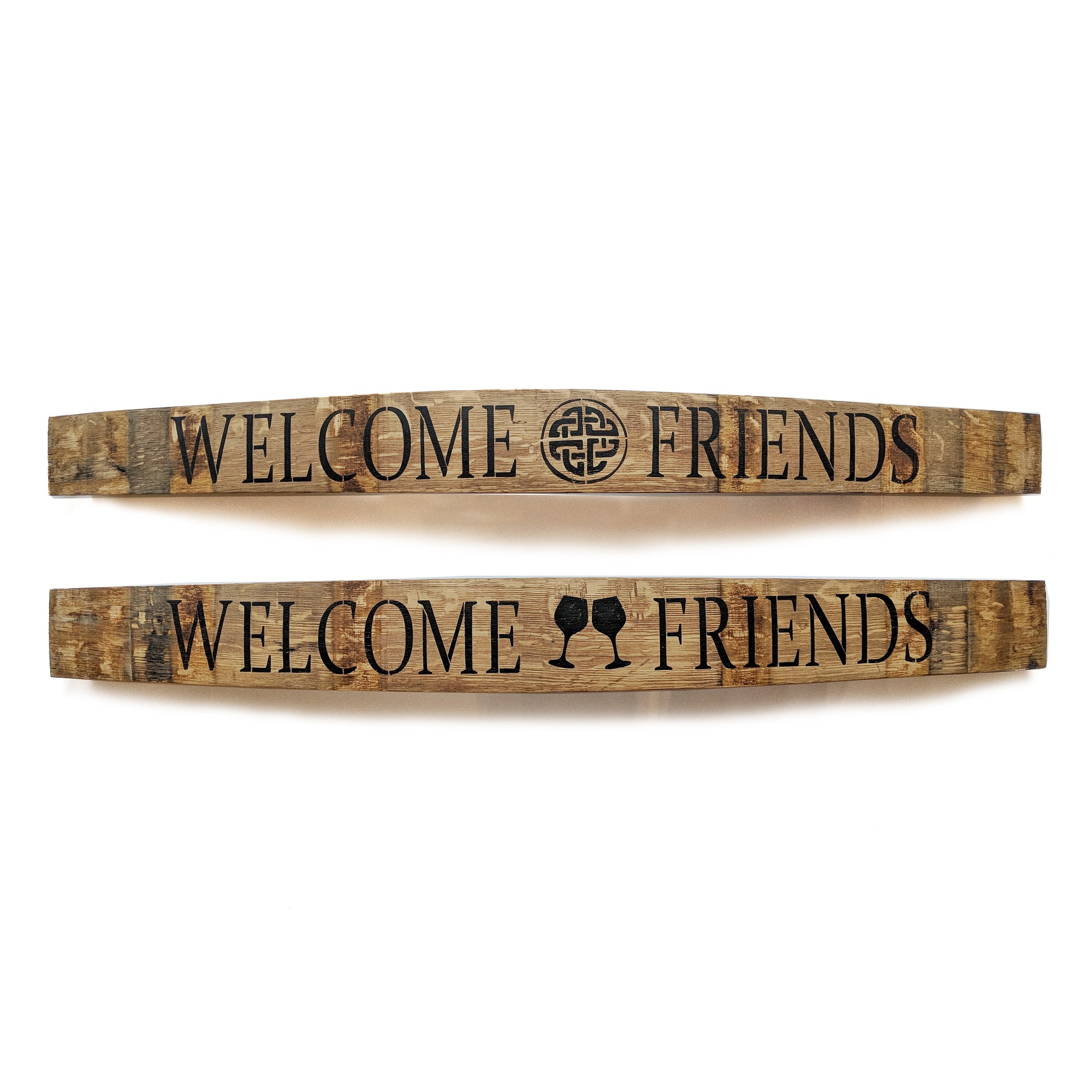WELCOME FRIENDS Wine Barrel Stave (Horizontal) - Staving Artist Woodwork