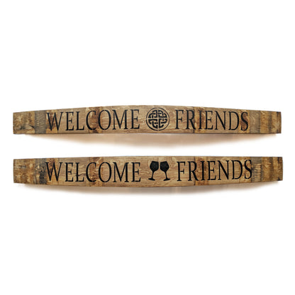 WELCOME FRIENDS Wine Barrel Stave (Horizontal) - Staving Artist Woodwork