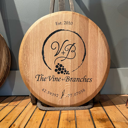 Personalized Engraved Barrelhead - Staving Artist Woodwork