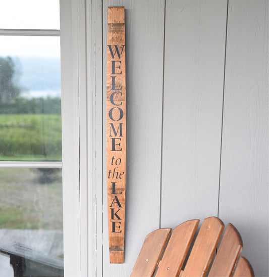 WELCOME TO THE LAKE Wine Barrel Stave - Staving Artist Woodwork