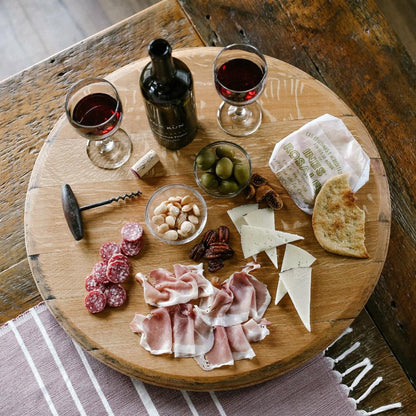 Charcuterie board wine barrel lazy Susan - Staving Artist Woodwork