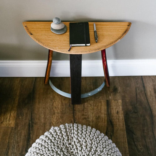 Petite Barrelhead Demi Lune Table - Staving Artist Woodwork