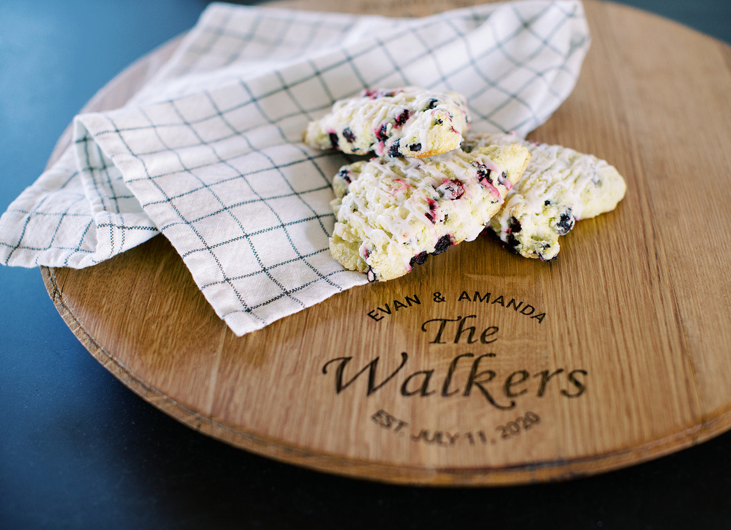 Engraved Revolving Tray - Staving Artist Woodwork