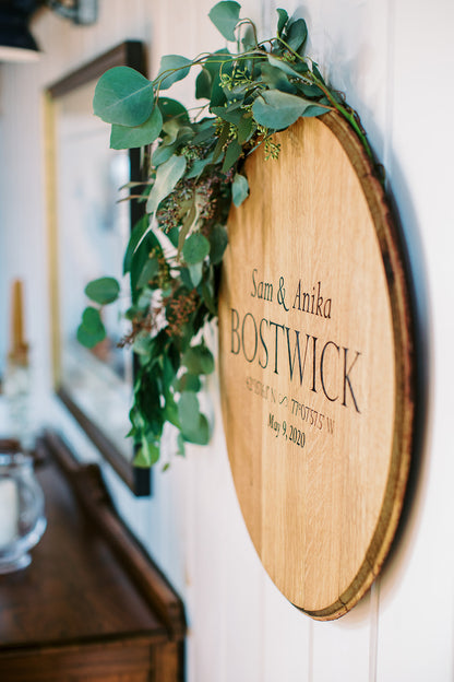 Personalized Engraved Barrelhead - Staving Artist Woodwork