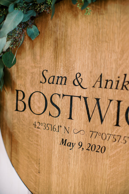 Personalized Engraved Barrelhead - Staving Artist Woodwork