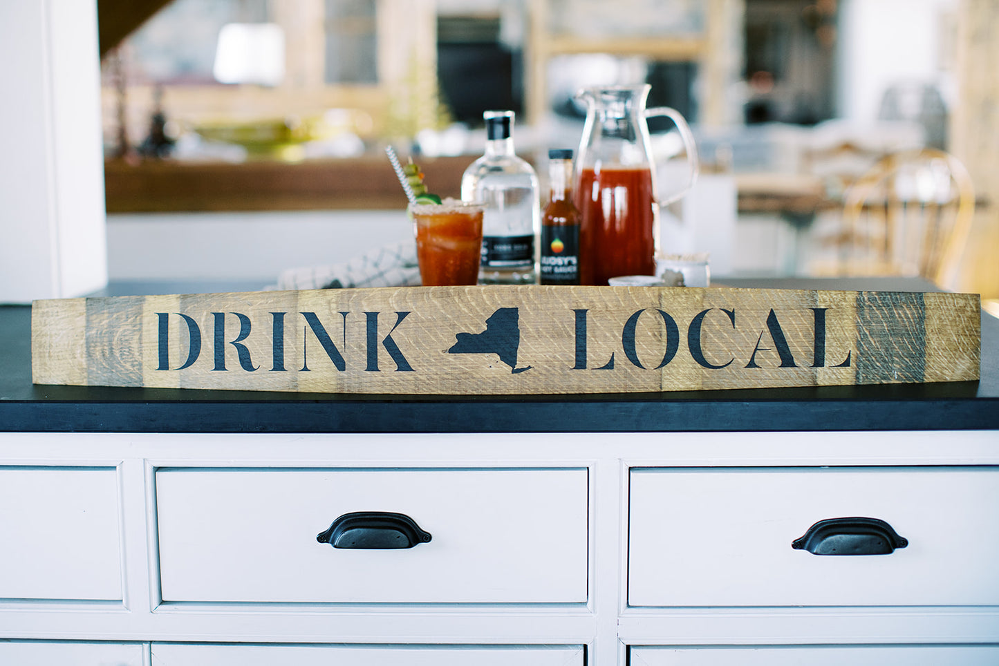 DRINK LOCAL Wine Barrel Stave (NY State) - Staving Artist Woodwork