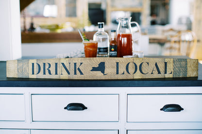 DRINK LOCAL Wine Barrel Stave (NY State) - Staving Artist Woodwork