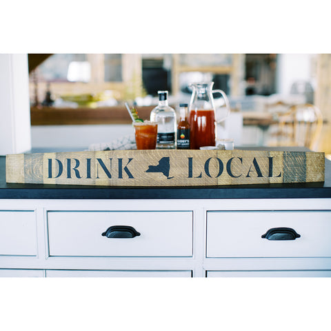 DRINK LOCAL Wine Barrel Stave (NY State) - Staving Artist Woodwork