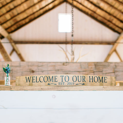 WELCOME TO OUR HOME  Custom Wine Barrel Stave Sign - Staving Artist Woodwork